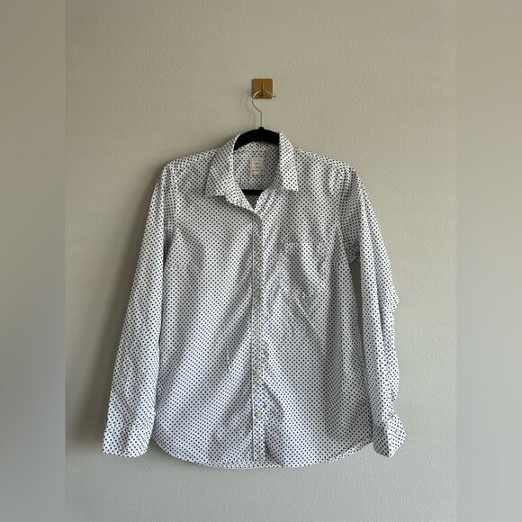 Gap Polka Dot Button-Up Shirt – White Black 100% Cotton Fitted Boyfriend Size M - Picture 1 of 7